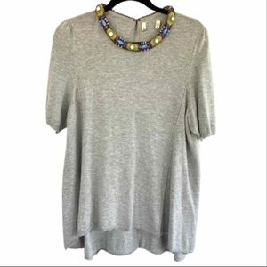Anthropologie Gray Sweater with Beaded Collar